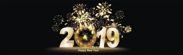 Happy New Year Background Artificii Aur — Fotografie, imagine de stoc