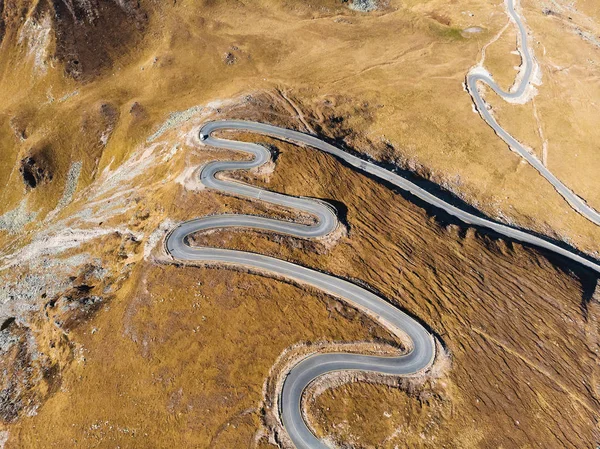 Vista Aerea Della Strada Spirale Transalpina Montagna — Foto Stock