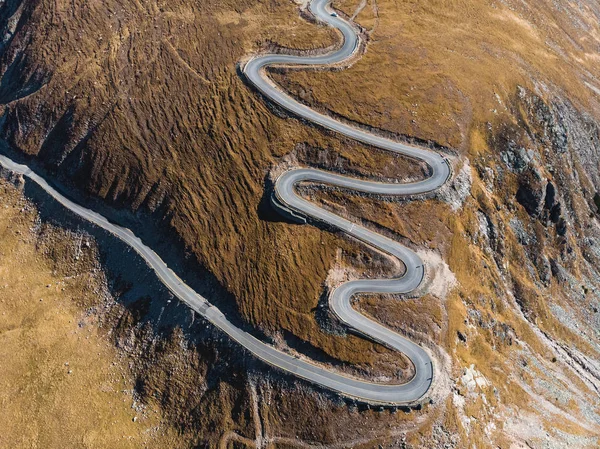Drone Vista Sulla Spirale Autostradale Nelle Montagne Rumene — Foto Stock