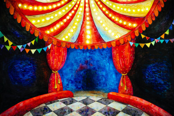 Circus arena watercolor illustration
