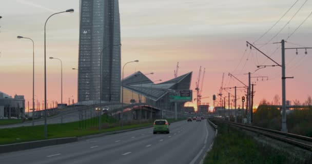 Russland Heiliger Petersburg Oktober 2018 Video Des Größten Wolkenkratzers Russland — Stockvideo