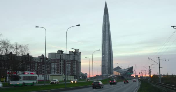 Russie Saint Pétersbourg Octobre 2018 Vidéo Grand Gratte Ciel Russie — Video