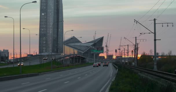 Rusland Sint Petersburg Oktober 2018 Video Van Grootste Wolkenkrabber Rusland — Stockvideo