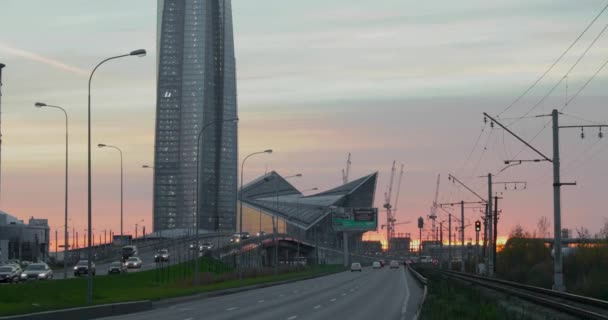 Russie Saint Pétersbourg Octobre 2018 Vidéo Grand Gratte Ciel Russie — Video