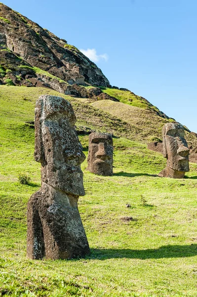 Rano Raraku Şili Nin Paskalya Adası Ndaki Rapa Nui Ulusal — Stok fotoğraf