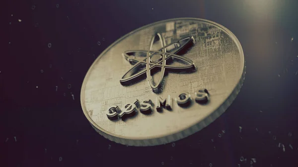 Cosmos Atom Símbolo Criptomoeda Criptomoeda Moeda Ilustração — Fotografia de Stock