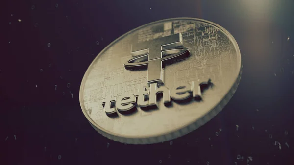 Bağlantı (USDT) şifreleme sembolü. Şifreli para 3 boyutlu illüstrasyon