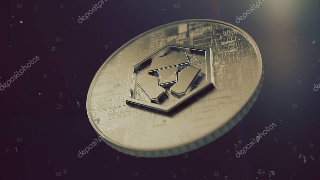 Crypto.com cryptocurrency symbol. Cryptocurrency coin 3D illustration