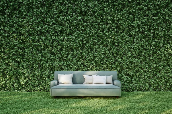 Interior Con Sofá Pared Verde Ilustración —  Fotos de Stock