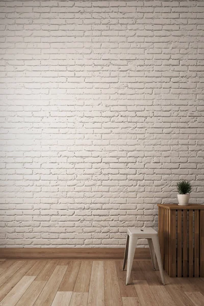 Witte Bakstenen Muur Met Moderne Stoel Illustrator — Stockfoto