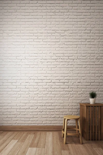 Белая Кирпичная Стена Современным Креслом Иллюстратор — стоковое фото