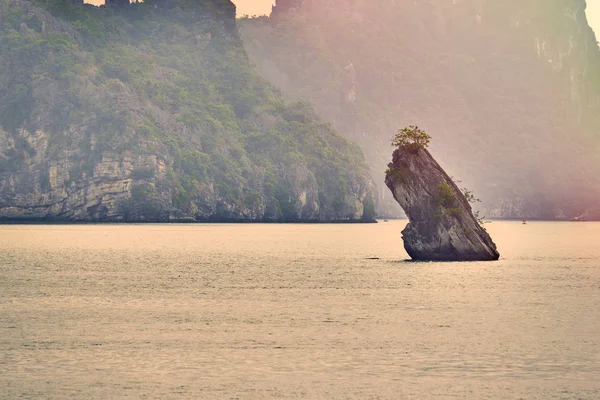Халонг Бей Човни Захід Сонця Long Bay Мальовничим Видом Ханой — стокове фото