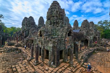 Angkor Thom Bayon Prasat Bayon Khmer tapınakta popüler turistik, Angkor Wat Archaeological Park içinde Siem Reap, Kamboçya Unesco Dünya Mirası 's