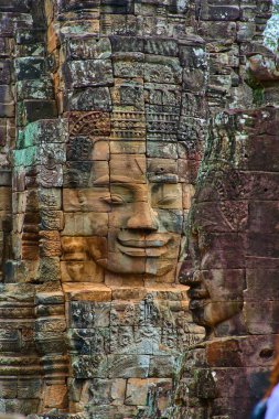 Angkor Thom Bayon Prasat Bayon Khmer tapınakta popüler turistik, Angkor Wat Archaeological Park içinde Siem Reap, Kamboçya Unesco Dünya Mirası 's