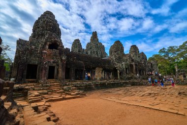 Angkor Thom Bayon Prasat Bayon Khmer tapınakta popüler turistik, Angkor Wat Archaeological Park içinde Siem Reap, Kamboçya Unesco Dünya Mirası 's