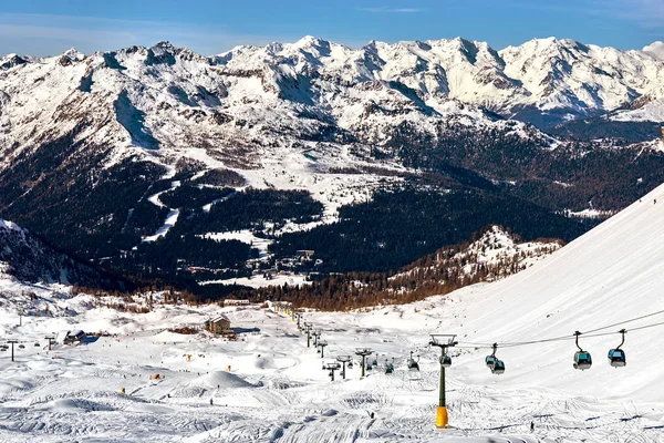 Beautiful Winter Mountains Landscape Ski Lift Ski Resort Italy Ski — Stock Photo, Image