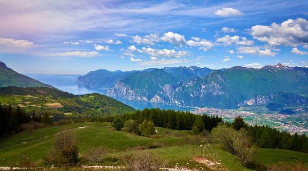 Acima Vista Monte Stivo Arco Riva Nago Torbole Lago Garda — Fotografia de Stock