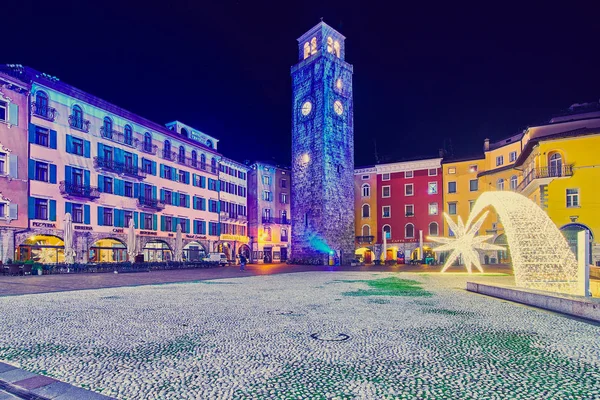 Riva Del Garda Lago Garda Italien November 2018 Christmas Lampor — Stockfoto