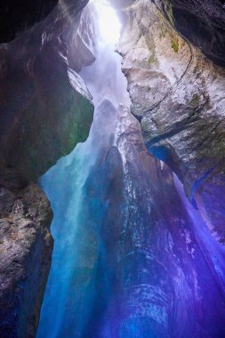 Waterfall Varone cave park near Lake Garda,view of the gorge of Varone, Trentino Alto Adige, Italy clipart