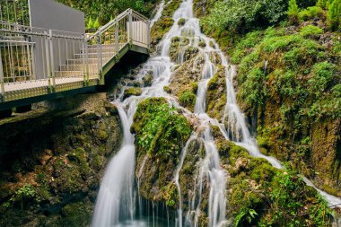 Waterfall Varone cave park near Lake Garda,view of the gorge of Varone, Trentino Alto Adige, Italy clipart