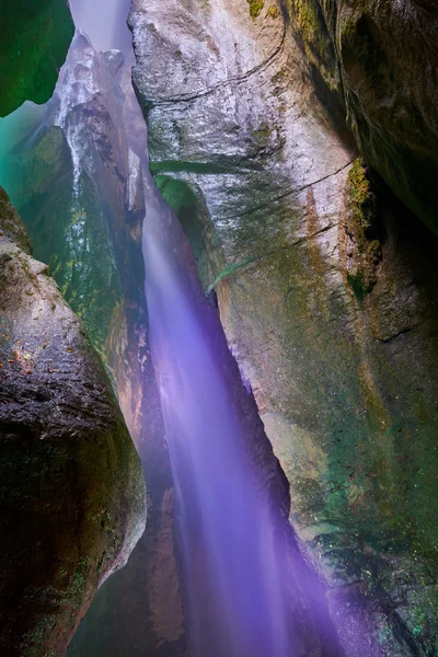 Cachoeira Varone Cave Park Lake Garda Vista Para Desfiladeiro Varone — Fotografia de Stock