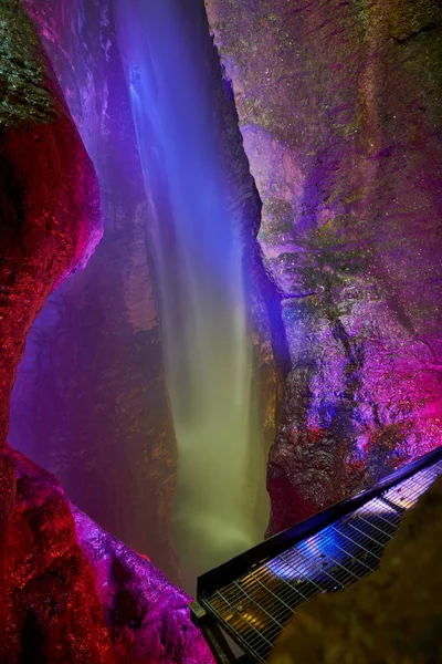 Cachoeira Varone Cave Park Lake Garda Vista Para Desfiladeiro Varone — Fotografia de Stock