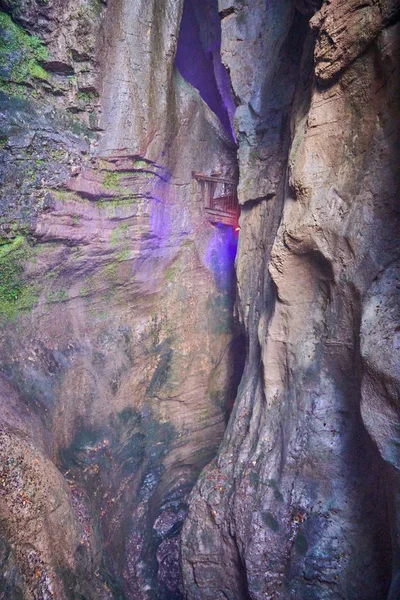 Vattenfall Varone Cave Park Nära Gardasjön Utsikt Över Ravinen Varone — Stockfoto