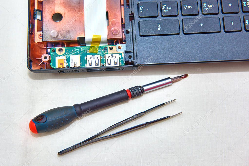 repairing a computer, Professional laptop repair,Close up with selective focus