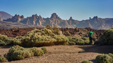 Mount Teide, volkan Teide, yatay ve lav sahne Teide Milli Parkı'nda-Tenerife, Kanarya Adaları