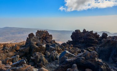 Mount Teide, volkan Teide, yatay ve lav sahne Teide Milli Parkı'nda-Tenerife, Kanarya Adaları