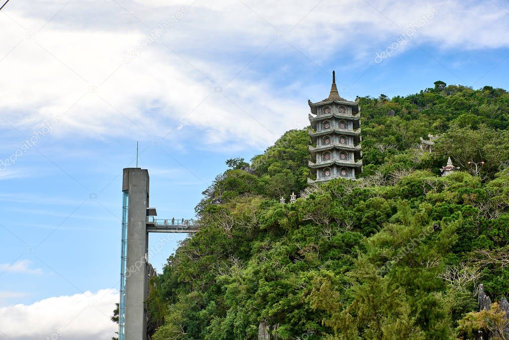 Pagoda on the marble mountains in Danang, Vietnam