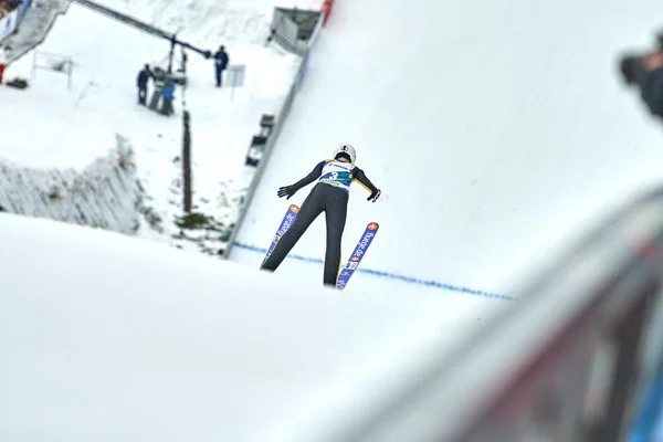 Rasnov Roumanie Février Sauteur Ski Inconnu Participe Coupe Monde Fis — Photo