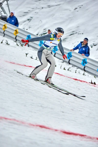 Rasnov Roumanie Février Sauteur Ski Inconnu Participe Coupe Monde Fis — Photo