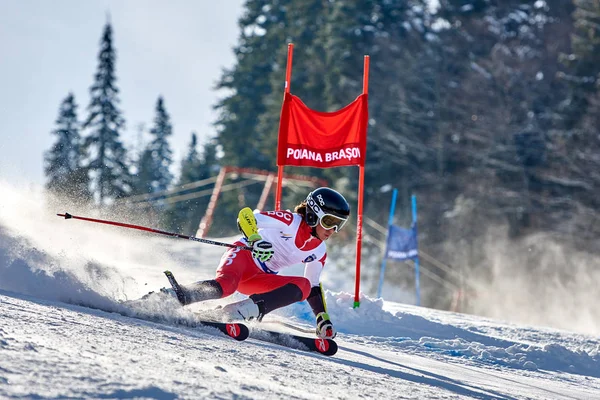 Poiana Brasov Romania Januari 2018 Okända Skidåkare Tävlar Poiana Brasov — Stockfoto