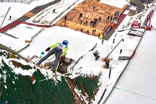 Rasnov Rumania Marzo 2018 Unknown Ski Jumper Compets Win Ladies — Foto de Stock