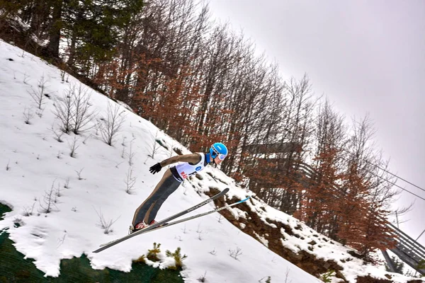 Rasnov Rumania Marzo 2018 Unknown Ski Jumper Compets Win Ladies —  Fotos de Stock