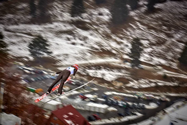 Rasnov Rumania Marzo 2018 Unknown Ski Jumper Compets Win Ladies — Foto de Stock