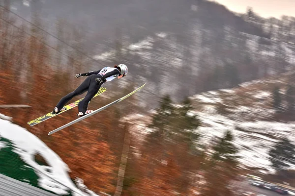 Rasnov Roumanie Mars 2018 Compétitions Inconnues Saut Ski Pour Remporter — Photo