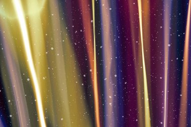 Ufuk bokeh ile arka plan ışıklar, düşen kar etkisi ile odaklanmamış arka plan üzerinde renkli bokeh soyut bulanık