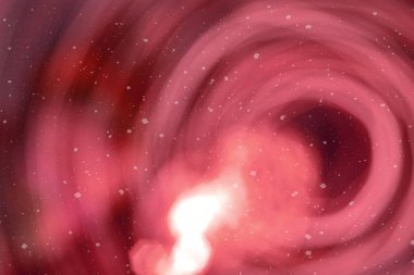 Kırmızı arka plan ile ufuk bokeh ışıklar, düşen kar etkisi ile odaklanmamış arka plan üzerinde renkli bokeh soyut bulanık