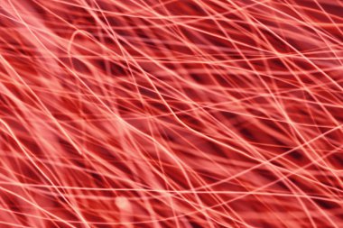 Kırmızı Bokeh arka ışık plan ve doku, bulanık renkli bokeh soyut odaklanmamış arka planda, renkli ışık, uzun pozlama hareket ışıklar