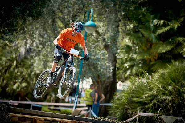 Riva Del Garda Lago Garda Italien April 2018 Oidentifierade Cyklister — Stockfoto