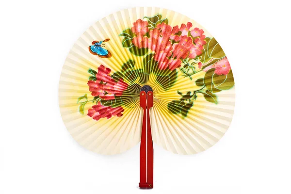 Closeup Traditional Chinese Fan Isolated White Background Chinese Paper Fan Stock Picture