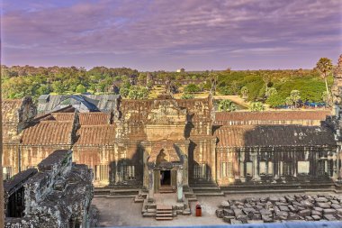 Angkor Wat görünümünü gündoğumu, Arkeoloji Parkı Siem Reap, Kamboçya UNESCO Dünya Miras Listesi '