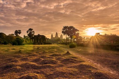 Angkor Wat görünümünü gündoğumu, Arkeoloji Parkı Siem Reap, Kamboçya UNESCO Dünya Miras Listesi '
