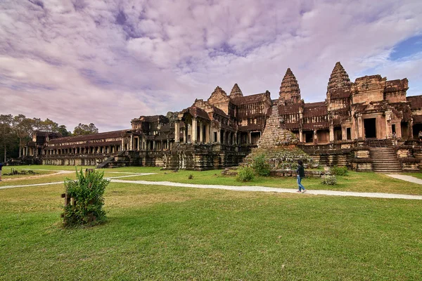 Angkor Wat Görünümünü Gündoğumu Arkeoloji Parkı Siem Reap Kamboçya Unesco — Stok fotoğraf