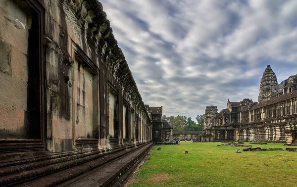 Angkor Wat Görünümünü Gündoğumu Arkeoloji Parkı Siem Reap Kamboçya Unesco — Stok fotoğraf