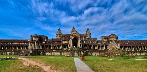 Angkor Wat Görünümünü Gündoğumu Arkeoloji Parkı Siem Reap Kamboçya Unesco — Stok fotoğraf