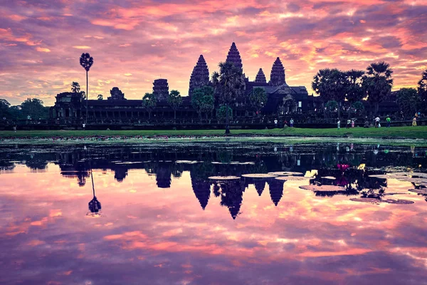 Veduta Angkor Wat All Alba Parco Archeologico Siem Reap Cambogia — Foto Stock