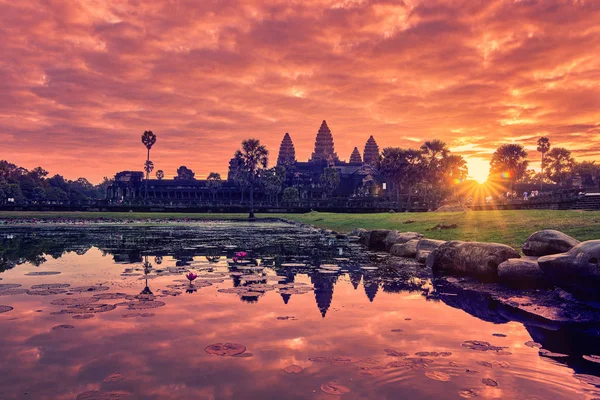 Veduta Angkor Wat All Alba Parco Archeologico Siem Reap Cambogia — Foto Stock